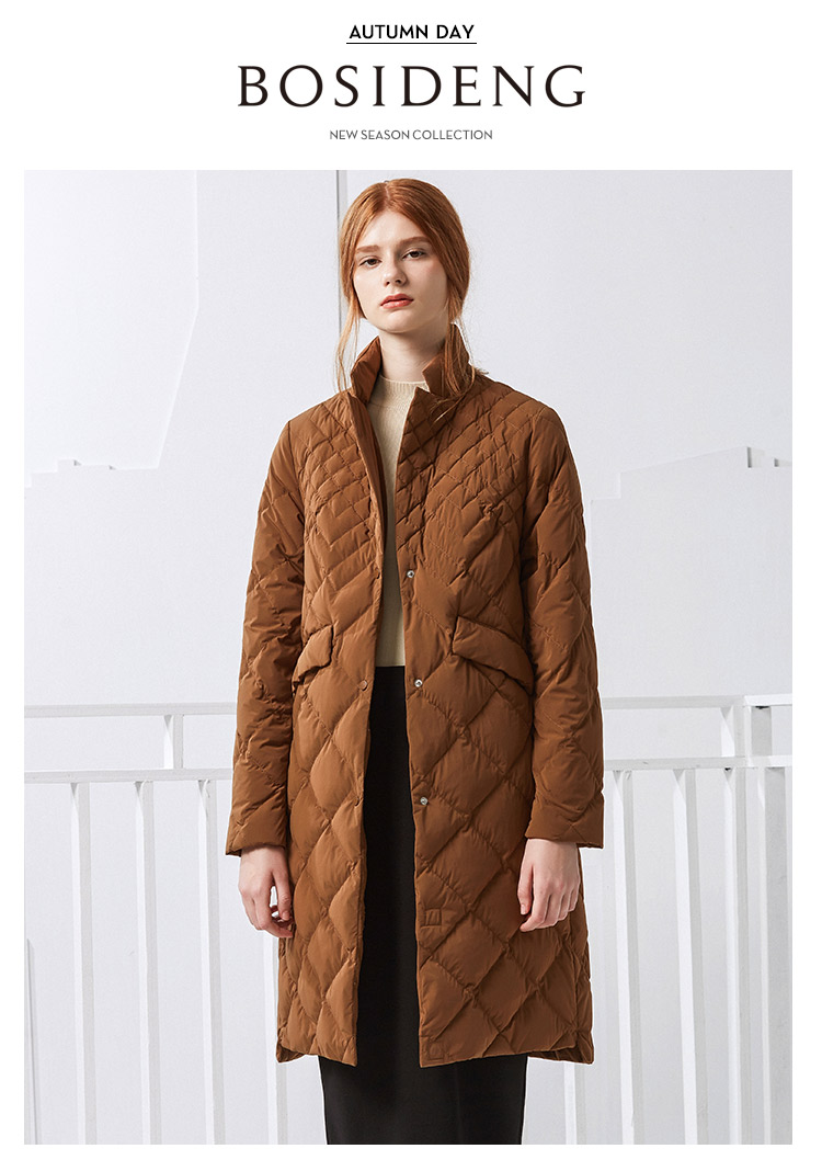 波司登白鹅绒2017加长立领秋女士长款精品轻