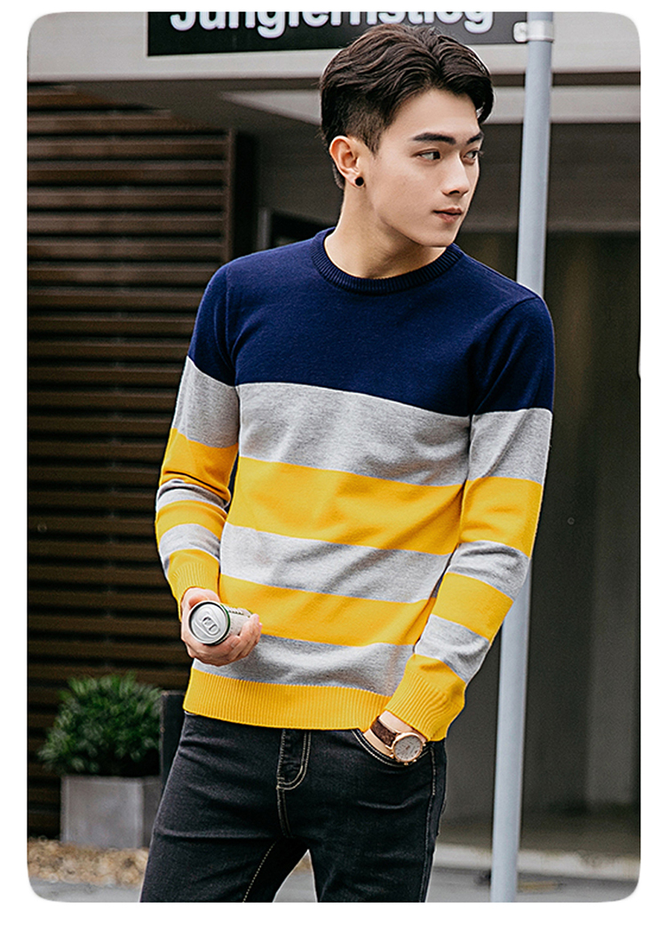 克里西蒙 秋季时尚休闲针织衫男毛衣青年韩版