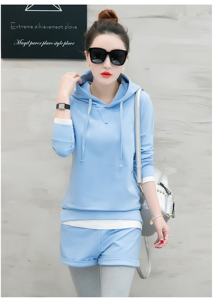 三际2017春季新款休闲运动套装宽卫衣跑步服