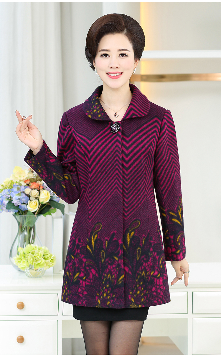 乾甲天 中年妈妈装毛呢外套新款大码冬装女中