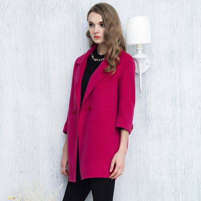 梦娜世家2016新款羊毛纯手工双面绒中长款女