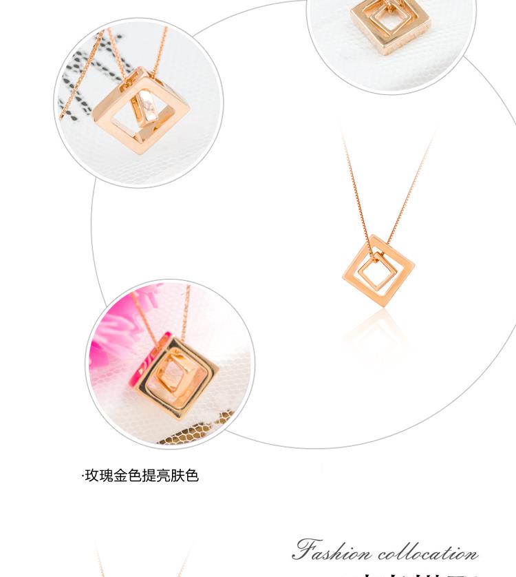 昶昱黄金几何方框S925银项链锁骨链NE13363