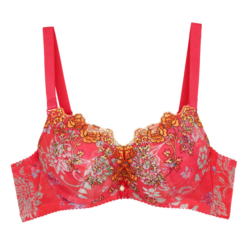 网络专供 雅黛丽 新款花朵刺绣上薄下厚聚拢小胸文胸罩内衣yw383