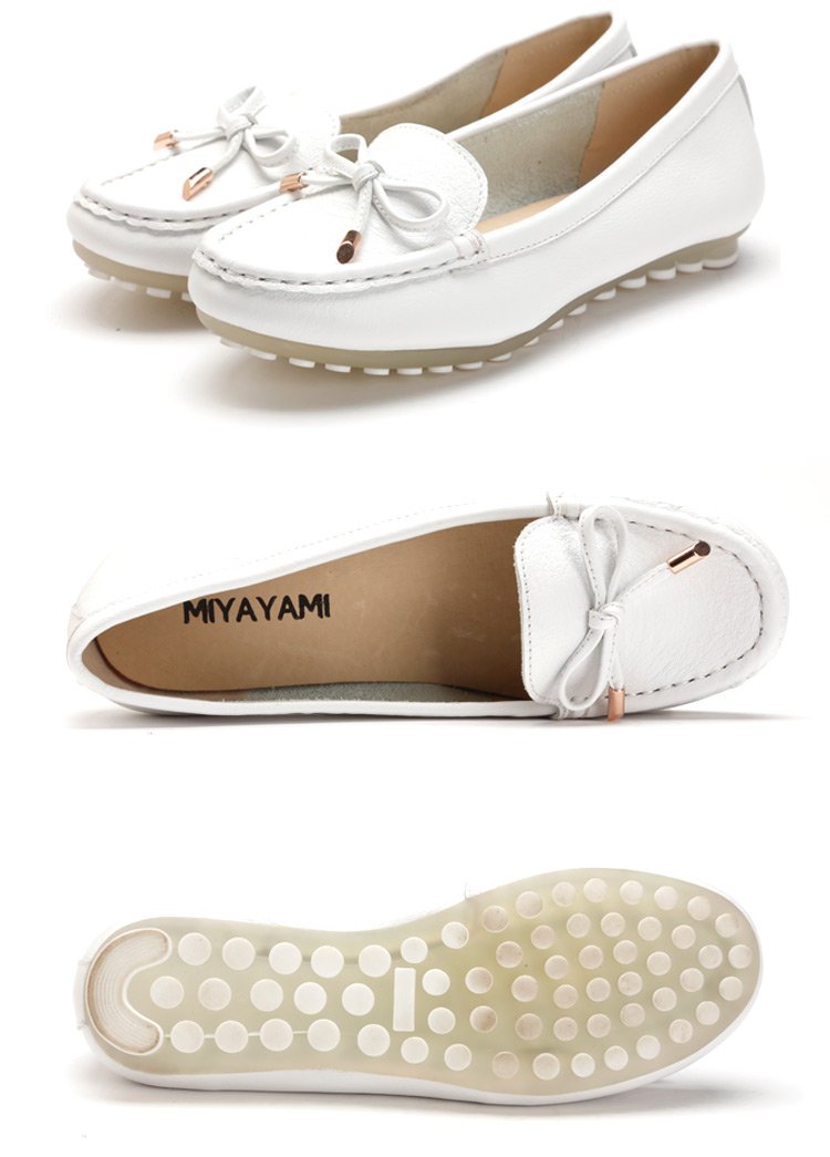蜜娅莉miyayami单鞋春季女款牛皮蝴蝶结果冻鞋休闲平底鞋700707