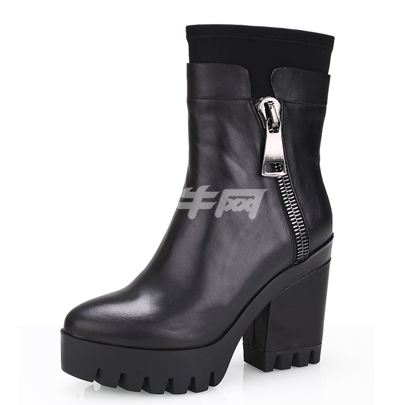 美国犀牛2015秋冬新款小香短靴女秋半靴牛皮女士皮靴高跟马丁靴