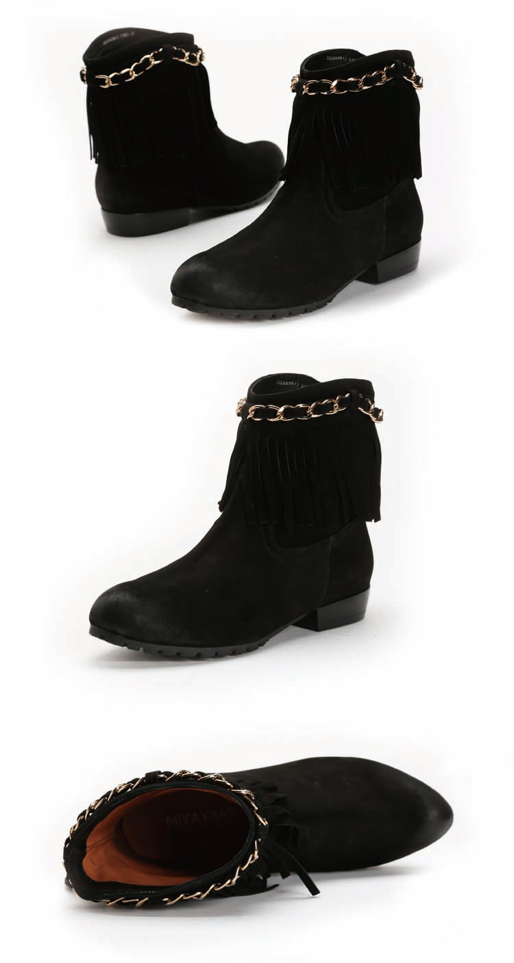 蜜娅莉miyamiya羊磨砂流苏中靴700242