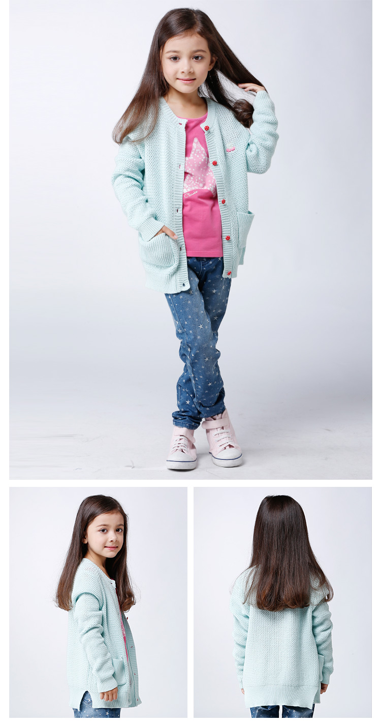 巧乐奇cherokee春款上新女童绣花针织开衫针织衫640111