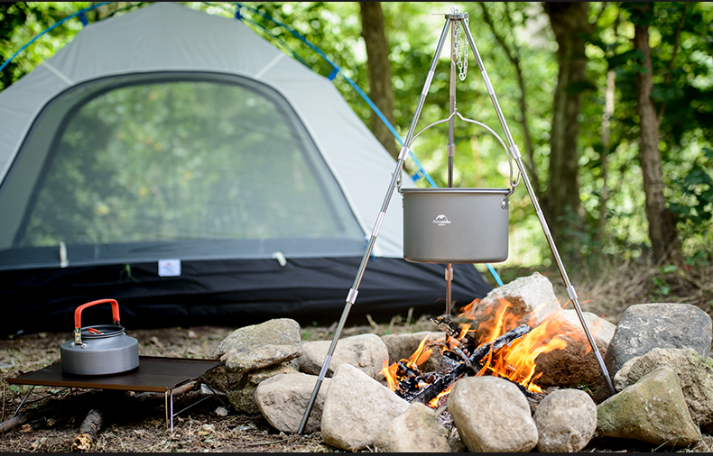 nh挪客户外4-6人野营吊锅大锅 团队篝火野炊锅 便携野餐锅行军锅