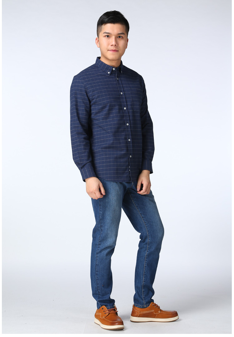 贝兹卡洛bescarol衬衫17秋新款男款时尚休闲长袖牛津纺衬衫635966