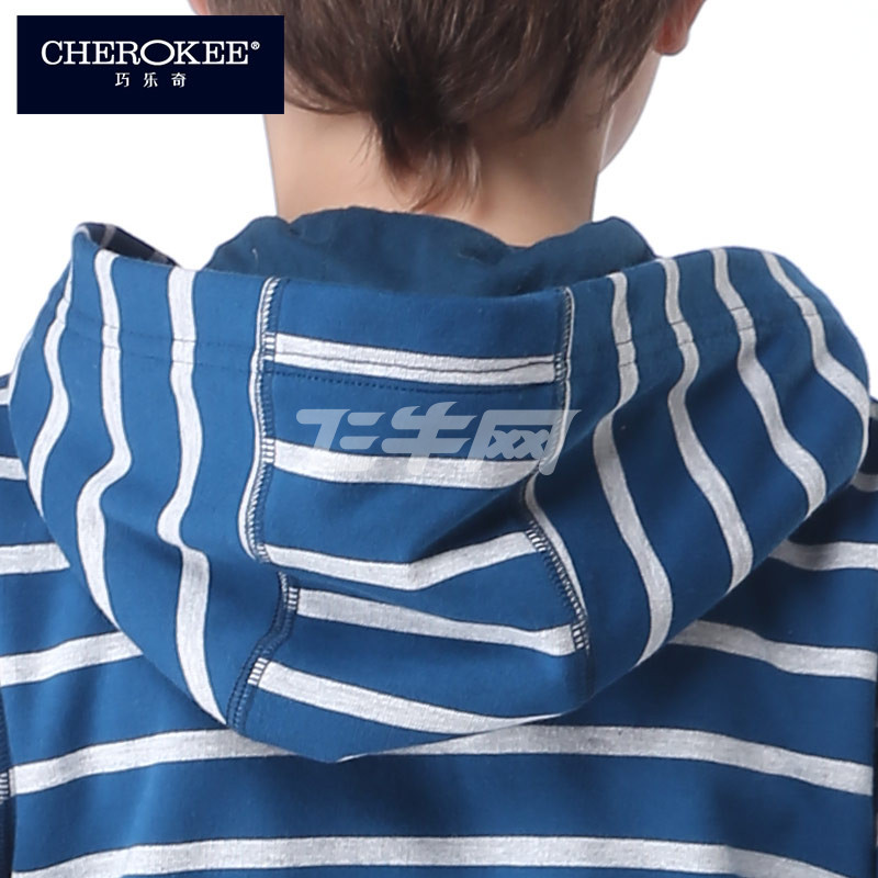 巧乐奇卫衣男童春秋连帽套头16秋季童装舒适卫衣条纹连帽卫衣640300