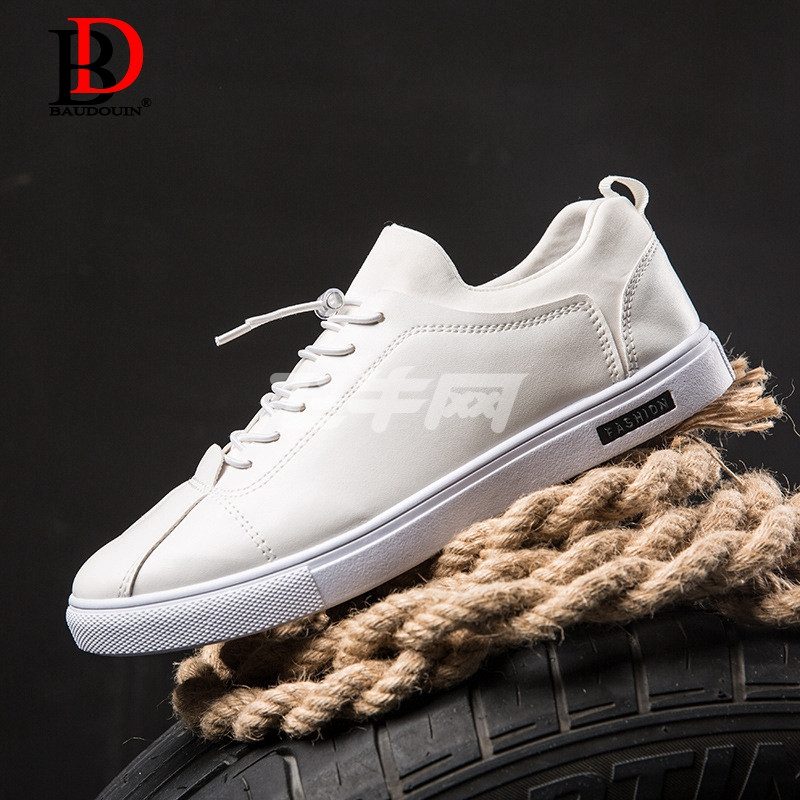 博杜安夏季新款板鞋休闲男鞋英伦透气男士低帮系带舒适百搭单鞋时尚