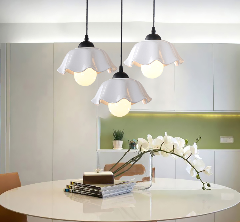 美吉特铁艺玻璃吊灯 客厅书房卧室阳台餐厅吊灯 1头3头6头8头黑色白色