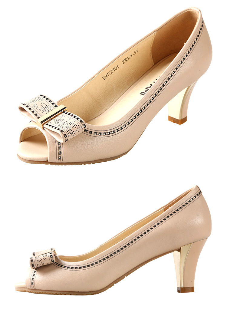 蜜娅莉miyayami 羊皮镂空蝴蝶结鱼嘴鞋700953