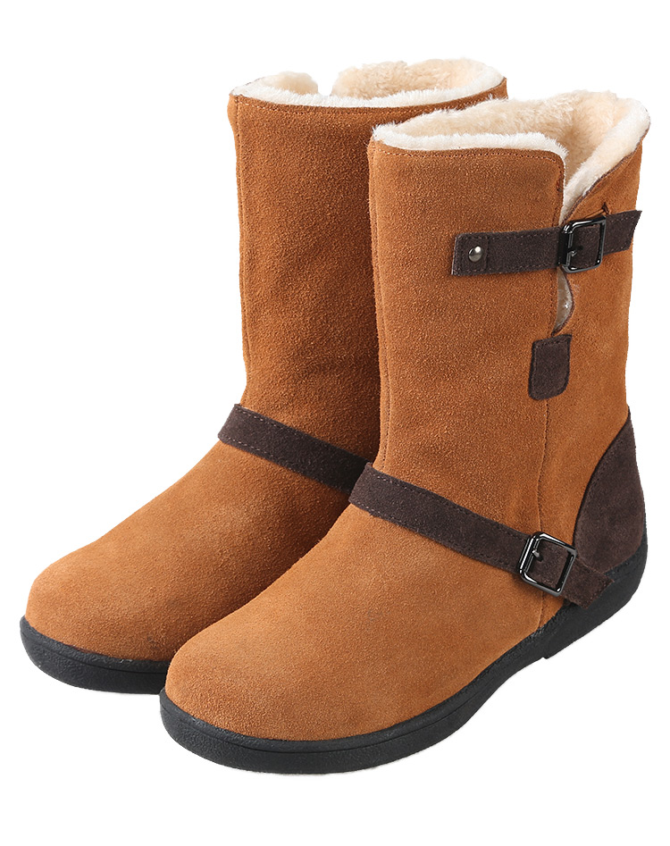 蜜娅莉miyayami雪地靴冬及女款牛绒撞色脚床保暖中筒靴雪地靴700875