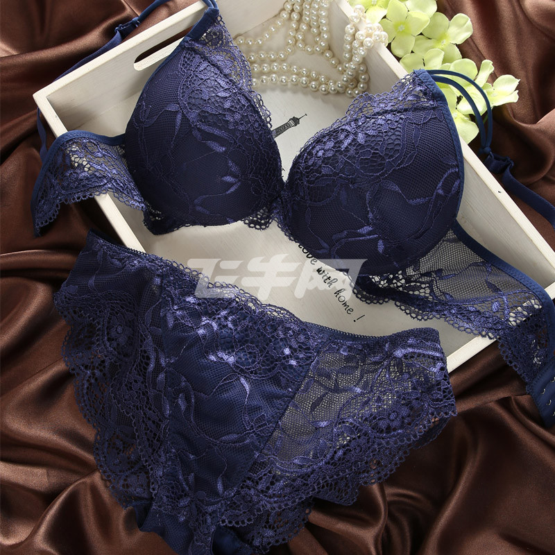 巴伯瑞法国大牌欧美性感聚拢文胸配内裤全蕾丝bc杯薄款少女内衣套装