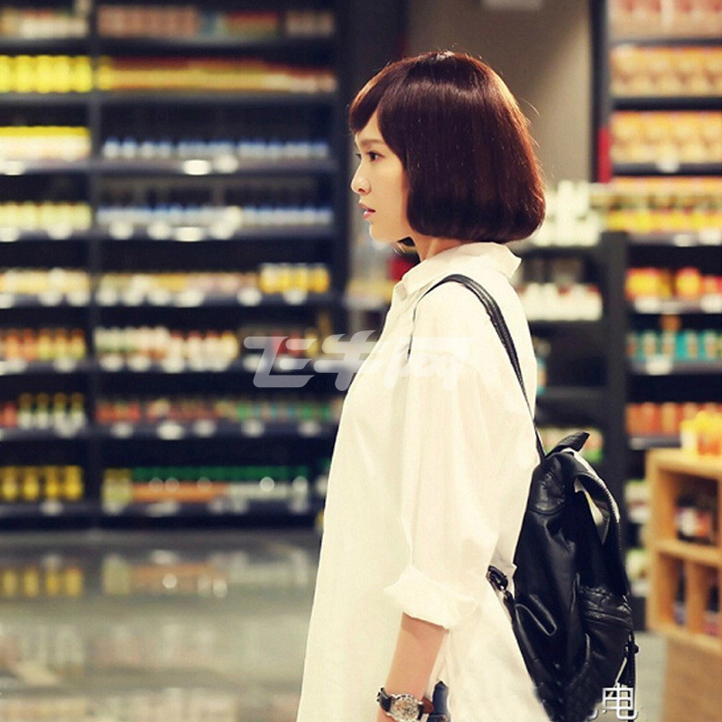 岂非何以笙箫默赵黙笙明星唐嫣同款不规则中长款白衬衣衬衫